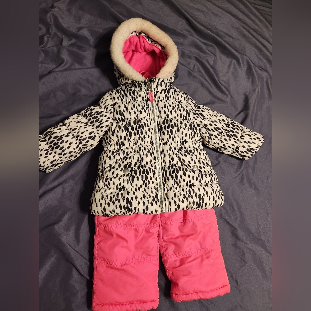 Carter's baby girl 18 month 2 piece snowsuit jacket and snow bib